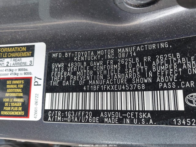 Toyota CAMRY SE 2014 4T1BF1FKXEU453768 Image 9