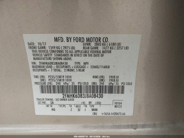 2FMHK6D83JBA08430 Ford Flex Limited