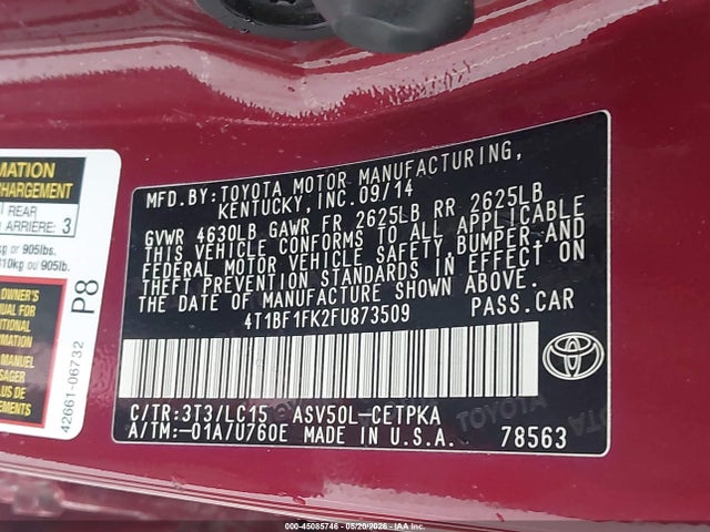 Продаж на аукціоні авто 2015 Toyota Camry Xse, vin: 4T1BF1FK2FU873509, номер лоту: 45085746
