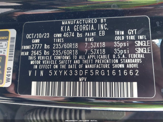 Aukcja sprzedaży 2024 Kia Sportage Ex, vin: 5XYK33DF5RG161662, numer aukcji: 45085751