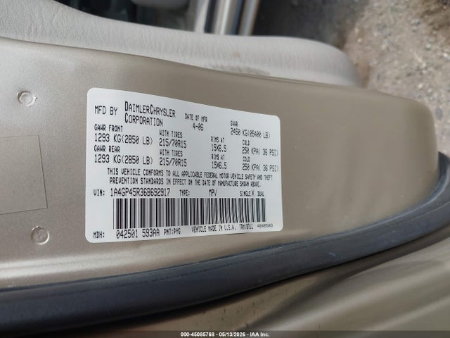 Продажа на аукционе авто 2006 Chrysler Town & Country, vin: 1A4GP45R36B692917, номер лота: 45085768