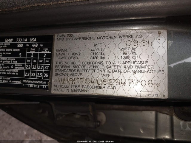 Продаж на аукціоні авто 1984 Bmw 733 I Automatic, vin: WBAFF8406E9477064, номер лоту: 45085787