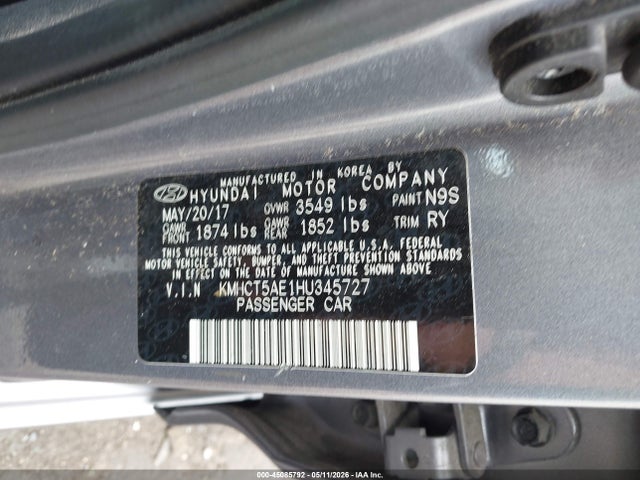 2017 Hyundai Accent Se მანქანა იყიდება აუქციონზე, vin: KMHCT5AE1HU345727, აუქციონის ნომერი: 45085792
