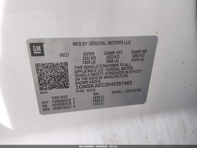 Chevrolet Tahoe Ls 2017 1GNSKAEC0HR357463 Image 9