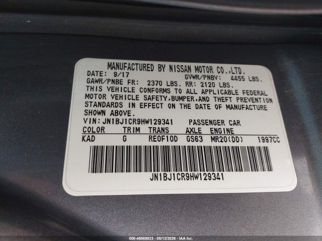 Продаж на аукціоні авто 2017 Nissan Rogue Sport Sv, vin: JN1BJ1CR9HW129341, номер лоту: 45085823