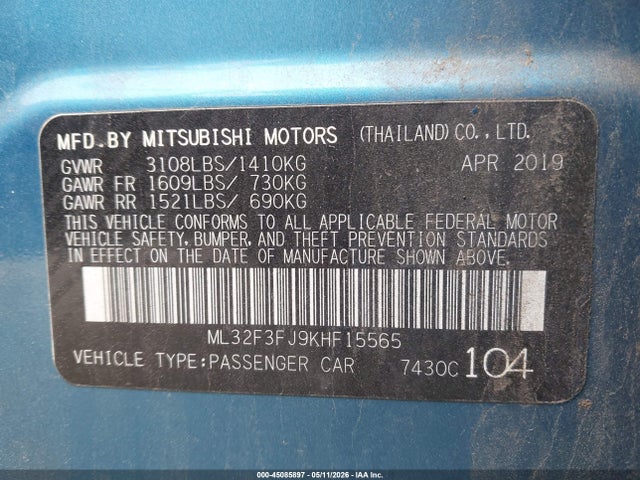 Mitsubishi Mirage G4 Es/rf 2019 ML32F3FJ9KHF15565 Image 9