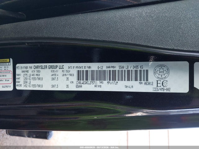 Aukcja sprzedaży 2012 Jeep Wrangler Unlimited Sahara, vin: 1C4BJWEG0CL275711, numer aukcji: 45085929