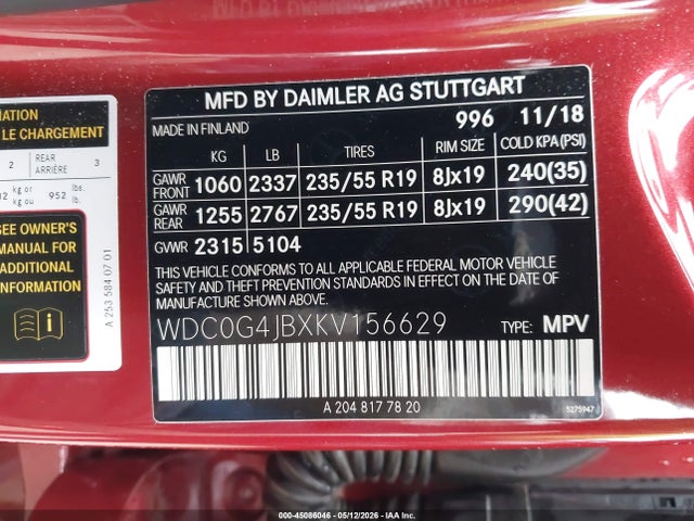 WDC0G4JBXKV156629 Mercedes-Benz GLC 300