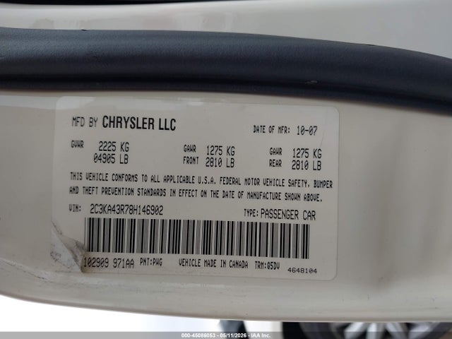 Aukcja sprzedaży 2008 Chrysler 300 Lx, vin: 2C3KA43R78H146902, numer aukcji: 45086053