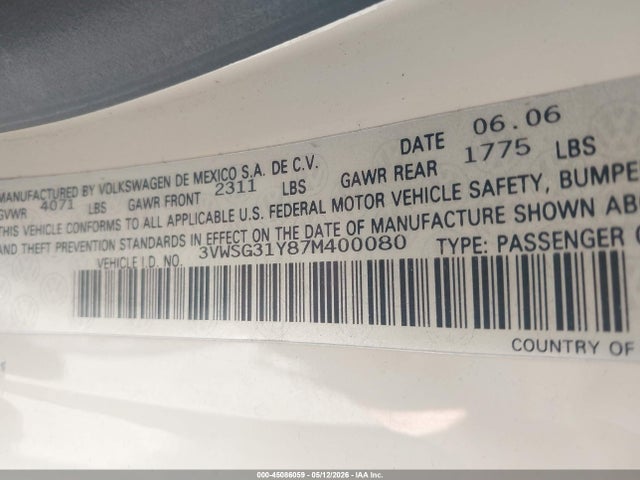 Продаж на аукціоні авто 2007 Volkswagen New Beetle 2.5, vin: 3VWSG31Y87M400080, номер лоту: 45086059