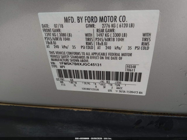 Ford Explorer 2018 1FM5K7B8XJGC45131 Image 9