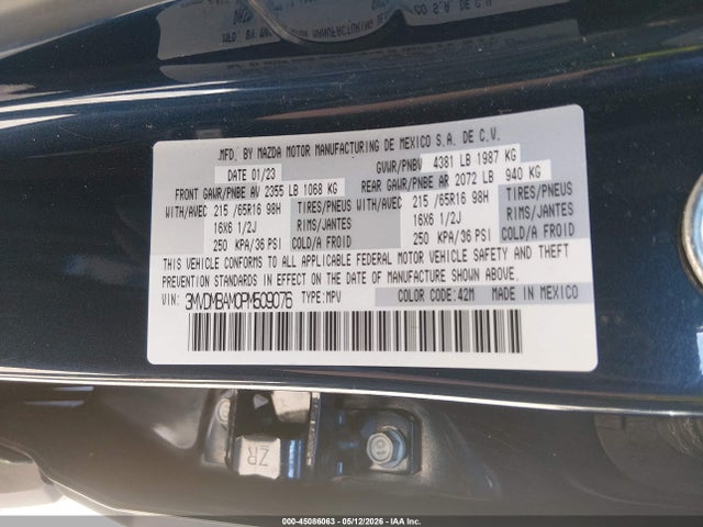 Aukcja sprzedaży 2023 Mazda Cx-30 2.5 S, vin: 3MVDMBAM0PM509076, numer aukcji: 45086063