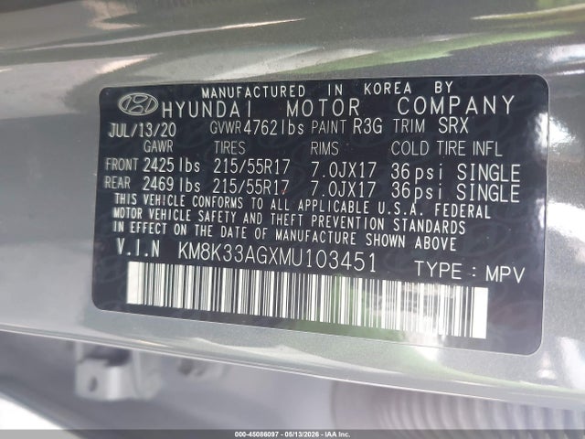Aukcja sprzedaży 2021 Hyundai Kona Electric Limited, vin: KM8K33AGXMU103451, numer aukcji: 45086097