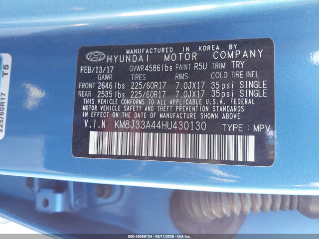 KM8J33A44HU430130 Hyundai Tucson Se Plus