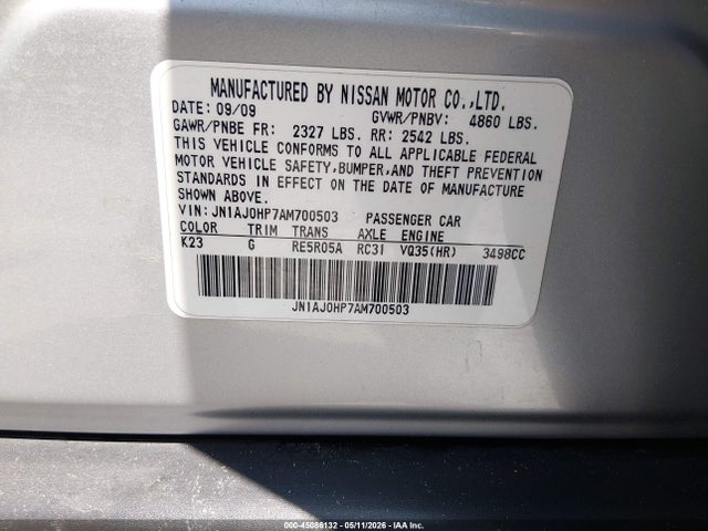 2010 Infiniti Ex35 Journey მანქანა იყიდება აუქციონზე, vin: JN1AJ0HP7AM700503, აუქციონის ნომერი: 45086132