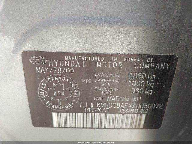 45086143 :رقم المزاد ، KMHDC8AEXAU050072 vin ، 2010 Hyundai Elantra Touring Gls مزاد بيع