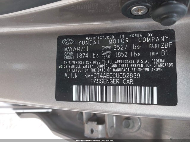 Aukcja sprzedaży 2012 Hyundai Accent Gls, vin: KMHCT4AE0CU052839, numer aukcji: 45086180