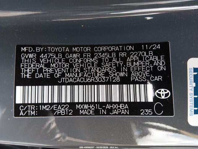 Aukcja sprzedaży 2024 Toyota Prius Prime Xse Premium, vin: JTDACACU6R3037128, numer aukcji: 45086207