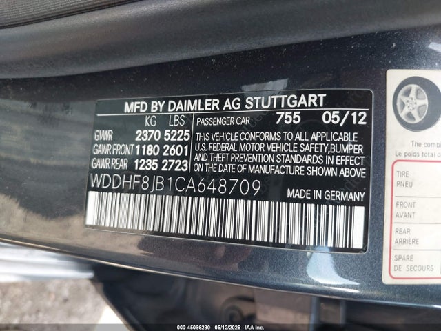 45086280 :رقم المزاد ، WDDHF8JB1CA648709 vin ، 2012 Mercedes-benz E 350 4matic مزاد بيع