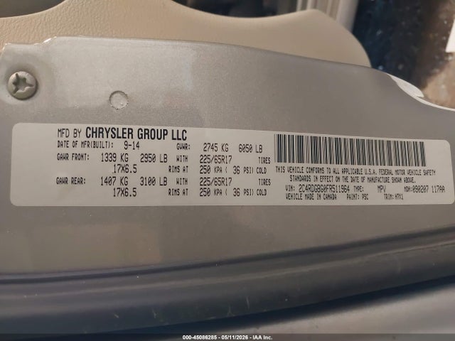 Продаж на аукціоні авто 2015 Dodge Grand Caravan Se, vin: 2C4RDGBG0FR511964, номер лоту: 45086285