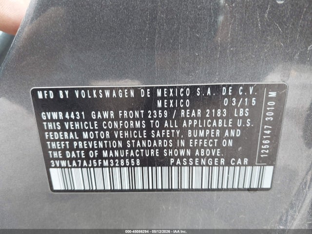 Продаж на аукціоні авто 2015 Volkswagen Jetta 2.0l Tdi Se, vin: 3VWLA7AJ5FM328558, номер лоту: 45086294