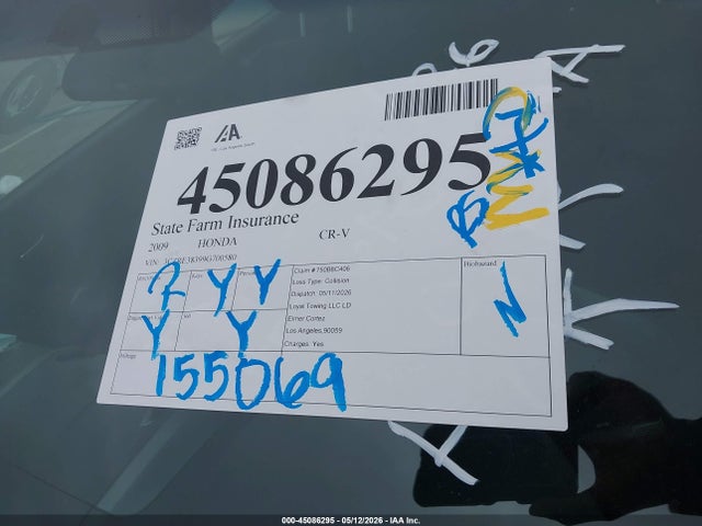 Продажа на аукционе авто 2009 Honda Cr-v Lx, vin: 3CZRE38399G700580, номер лота: 45086295
