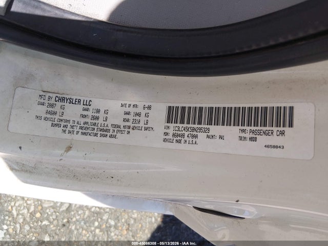 45086308 :رقم المزاد ، 1C3LC45K58N295329 vin ، 2008 Chrysler Sebring Lx مزاد بيع