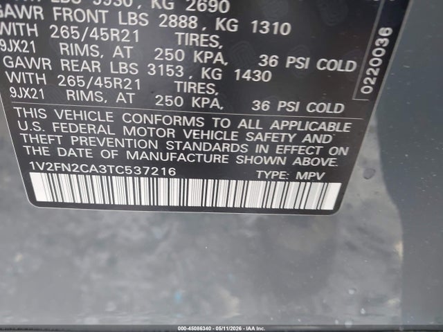1V2FN2CA3TC537216 Volkswagen Atlas Sel Premium R-line