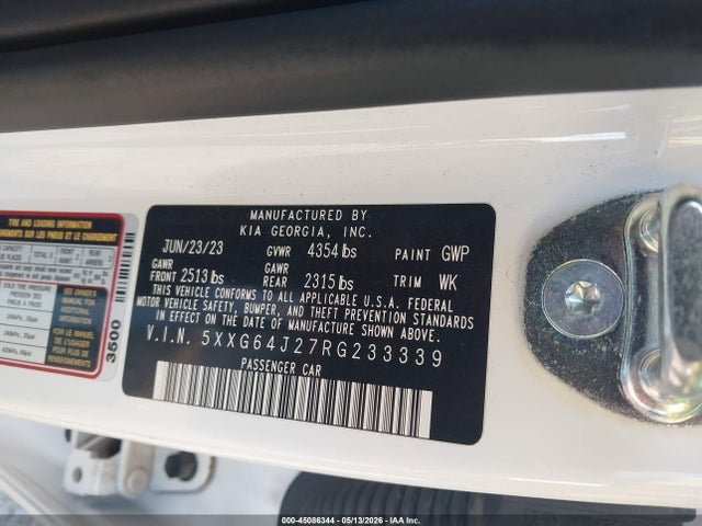 2024 Kia K5 Gt-line მანქანა იყიდება აუქციონზე, vin: 5XXG64J27RG233339, აუქციონის ნომერი: 45086344