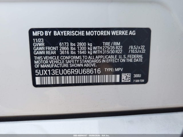 Aukcja sprzedaży 2024 Bmw X5 Sdrive40i, vin: 5UX13EU06R9U68616, numer aukcji: 45086357