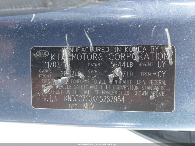Aukcja sprzedaży 2004 Kia Sorento Ex/lx, vin: KNDJC733X45237954, numer aukcji: 45086366