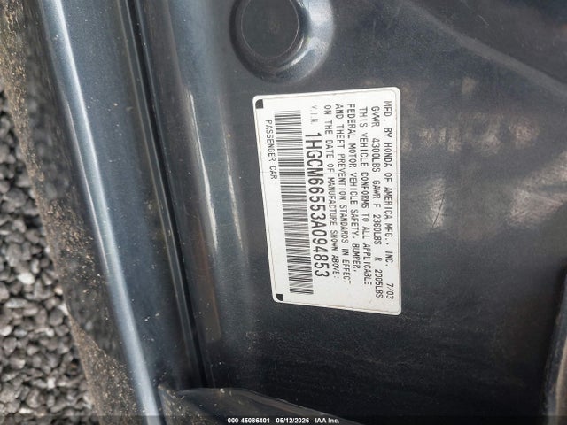 Продаж на аукціоні авто 2003 Honda Accord 3.0 Ex, vin: 1HGCM66553A094853, номер лоту: 45086401