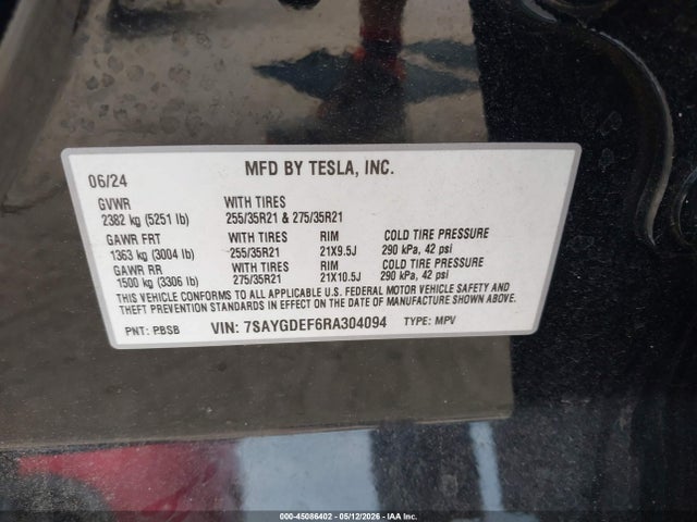 Продажа на аукционе авто 2024 Tesla Model Y Performance Dual Motor All-wheel Drive, vin: 7SAYGDEF6RA304094, номер лота: 45086402