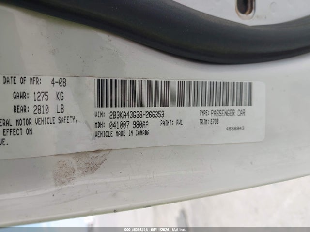 Продажа на аукционе авто 2008 Dodge Charger, vin: 2B3KA43G38H266353, номер лота: 45086418