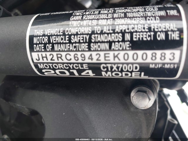 JH2RC6942EK000883 Honda Ctx700 D
