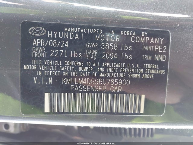 Продажа на аукционе авто 2024 Hyundai Elantra Sel, vin: KMHLM4DG9RU785930, номер лота: 45086476