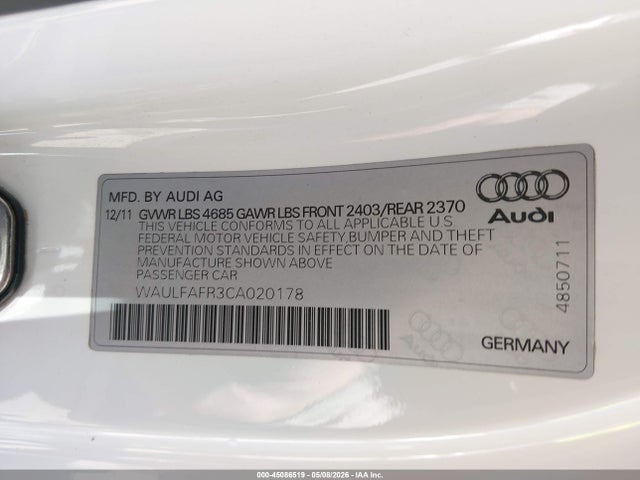 Продажа на аукционе авто 2012 Audi A5 2.0t Premium, vin: WAULFAFR3CA020178, номер лота: 45086519