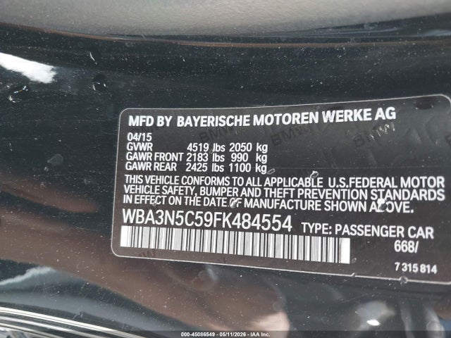 45086549 :رقم المزاد ، WBA3N5C59FK484554 vin ، 2015 Bmw 428i Xdrive مزاد بيع