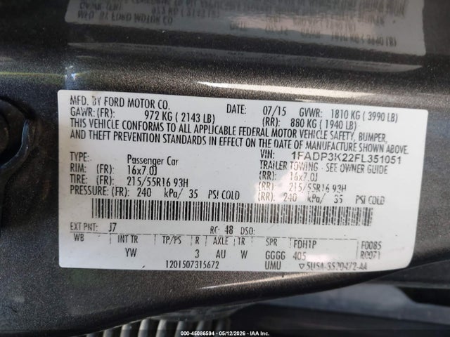 Aukcja sprzedaży 2015 Ford Focus Se, vin: 1FADP3K22FL351051, numer aukcji: 45086594