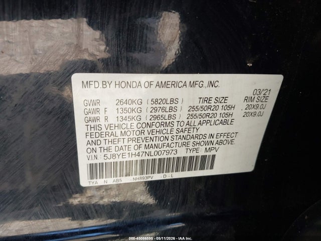 Aukcja sprzedaży 2022 Acura Mdx Technology Package, vin: 5J8YE1H47NL007973, numer aukcji: 45086595