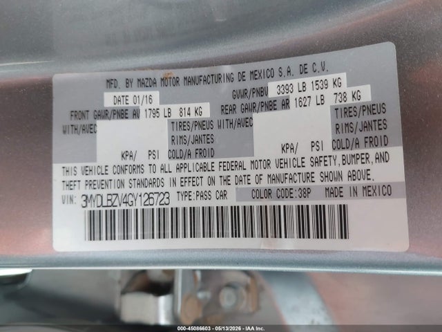 Продаж на аукціоні авто 2016 Scion Ia, vin: 3MYDLBZV4GY126723, номер лоту: 45086603