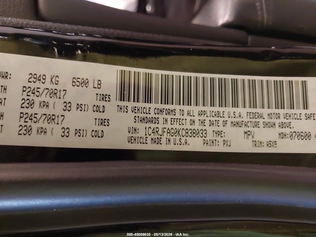 Aukcja sprzedaży 2019 Jeep Grand Cherokee Laredo E 4x4, vin: 1C4RJFAG0KC838033, numer aukcji: 45086638