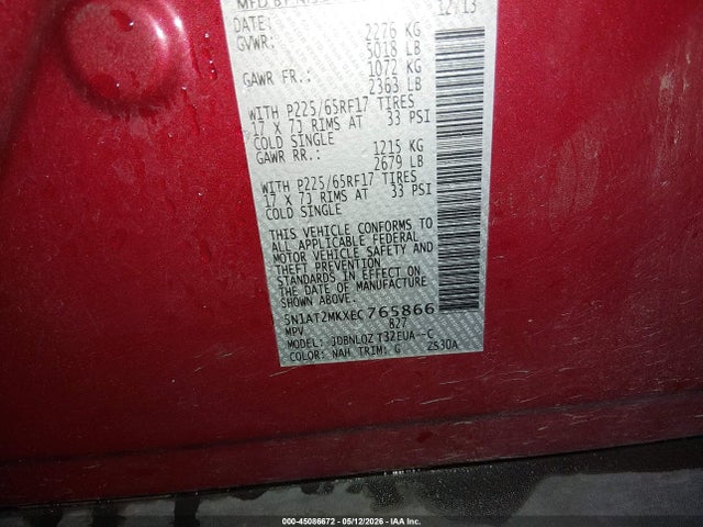 Nissan ROGUE SV 2014 5N1AT2MKXEC765866 Image 9