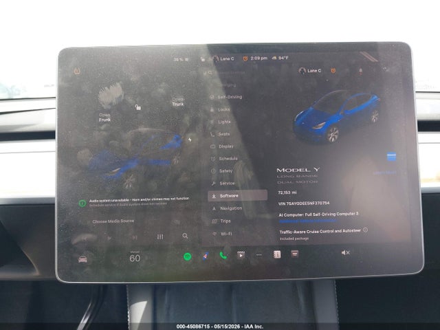 2022 Tesla Model Y Long Range Dual Motor All-wheel Drive მანქანა იყიდება აუქციონზე, vin: 7SAYGDEE5NF370754, აუქციონის ნომერი: 45086715