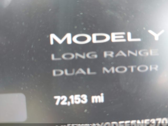 2022 Tesla Model Y Long Range Dual Motor All-wheel Drive მანქანა იყიდება აუქციონზე, vin: 7SAYGDEE5NF370754, აუქციონის ნომერი: 45086715