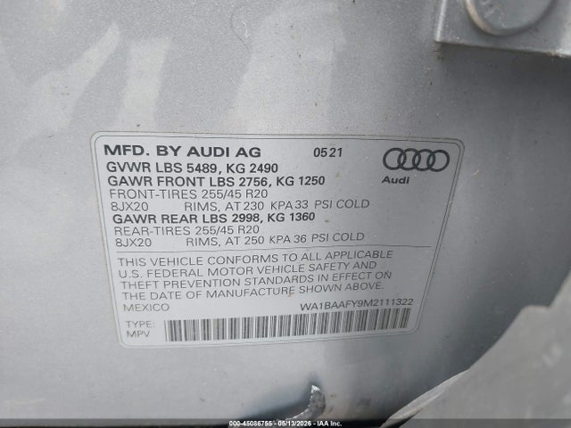 Aukcja sprzedaży 2021 Audi Q5 Premium Plus 45 Tfsi Quattro S Tronic, vin: WA1BAAFY9M2111322, numer aukcji: 45086755