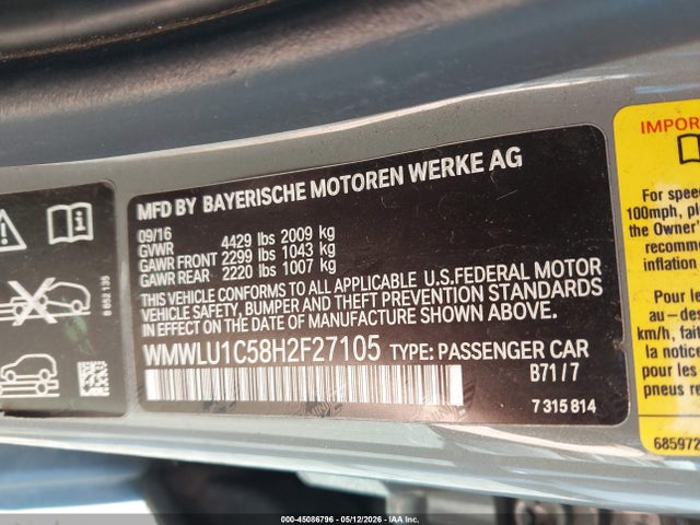 Aukcja sprzedaży 2017 Mini Clubman Cooper, vin: WMWLU1C58H2F27105, numer aukcji: 45086796