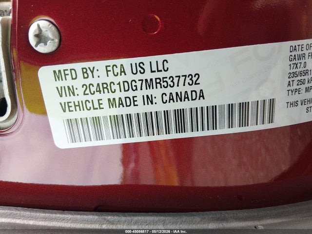 Продаж на аукціоні авто 2021 Chrysler Voyager Lxi, vin: 2C4RC1DG7MR537732, номер лоту: 45086817