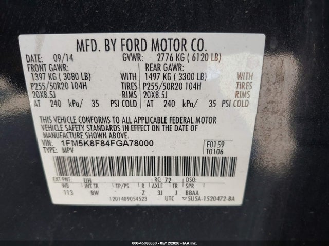 Aukcja sprzedaży 2015 Ford Explorer Limited, vin: 1FM5K8F84FGA78000, numer aukcji: 45086860