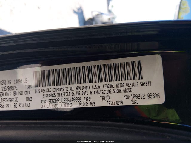 45086869 :رقم المزاد ، 3C63RRJL2EG140660 vin ، 2014 Ram 3500 Laramie مزاد بيع